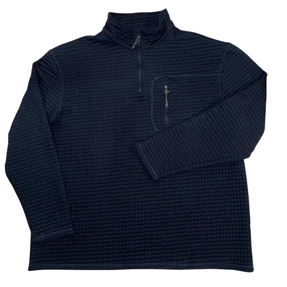 Properly Tied Delta Pullover‎ Mens XL Navy Blue Waffle Grid Quarter Zip Sweater